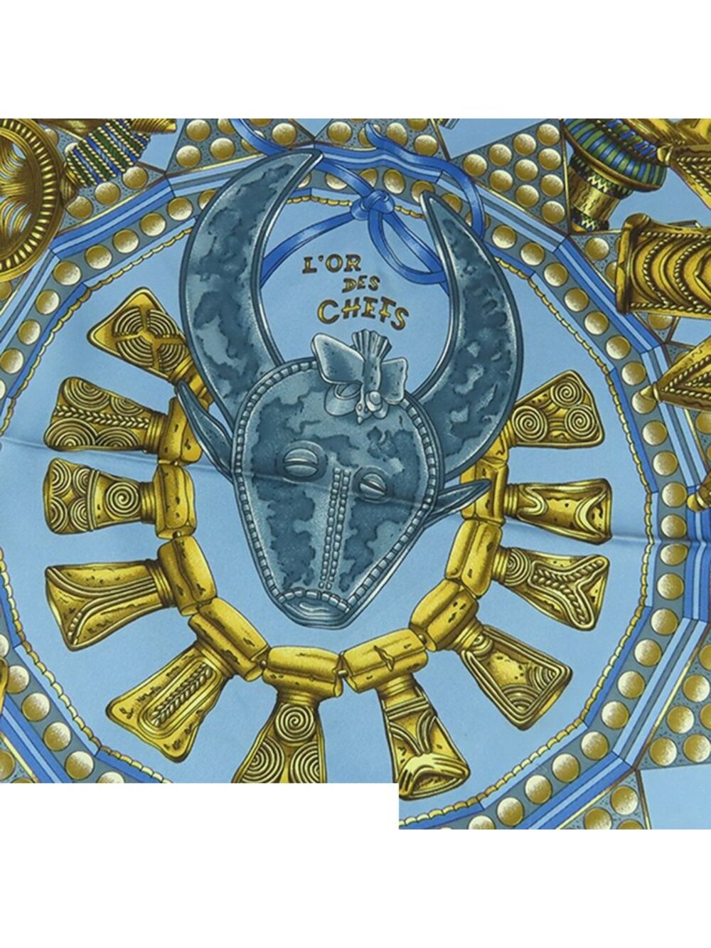 Hermes Carre 90 Blue Gold Silk L'or Des Chefs Scarf - Picture 2 of 9